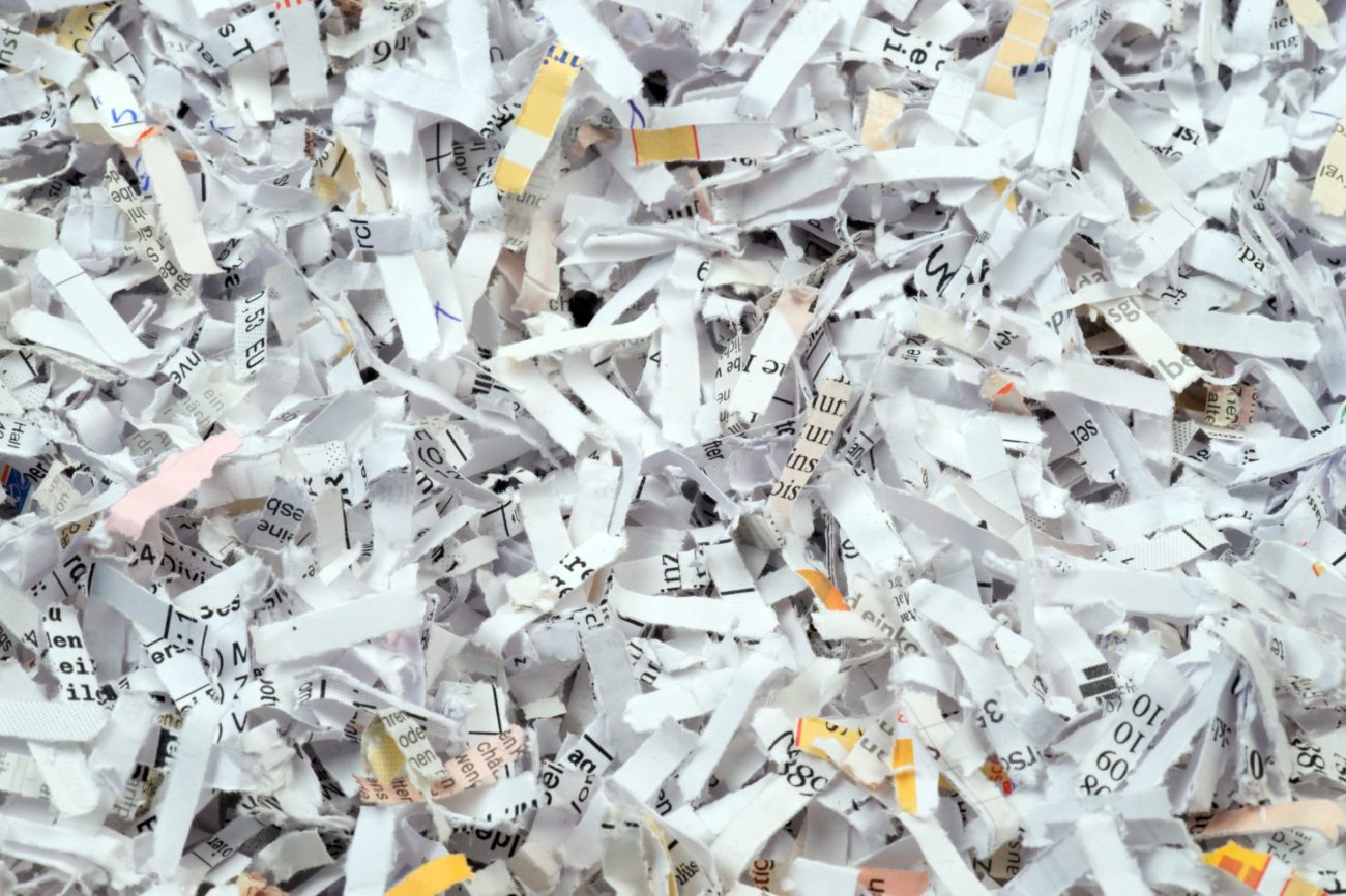 Closeup of shredded paper documents budgetshred maryland and virginia shredding services